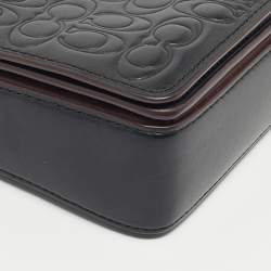 Pre Owned Coach Black Signature Embossed Leather Dinky Crossbody Bag