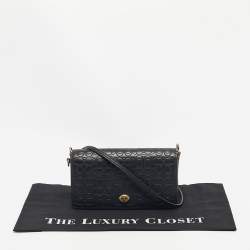 Pre Owned Coach Black Signature Embossed Leather Dinky Crossbody Bag