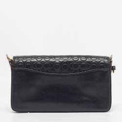 Pre Owned Coach Black Signature Embossed Leather Dinky Crossbody Bag