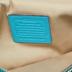 Pre Owned Coach Two Tone Blue Leather Legacy Penny Oversized Clutch