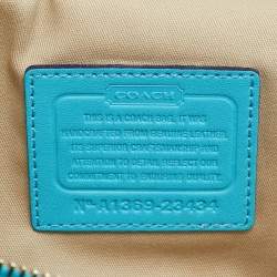 Pre Owned Coach Two Tone Blue Leather Legacy Penny Oversized Clutch