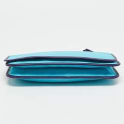 Pre Owned Coach Two Tone Blue Leather Legacy Penny Oversized Clutch