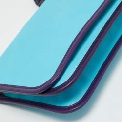 Pre Owned Coach Two Tone Blue Leather Legacy Penny Oversized Clutch