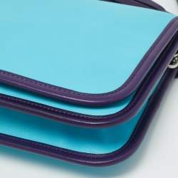 Pre Owned Coach Two Tone Blue Leather Legacy Penny Oversized Clutch