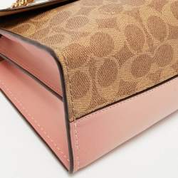 Pre Owned Coach Pink/Beige Signature Coated Canvas and Leather Parker Shoulder Bag