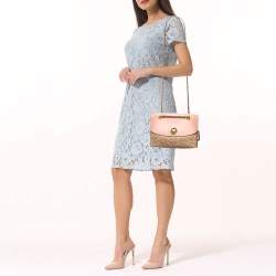 Pre Owned Coach Pink/Beige Signature Coated Canvas and Leather Parker Shoulder Bag