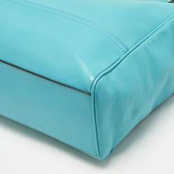 Pre Owned Coach Turquoise Blue Leather North South Legacy Candace Tote