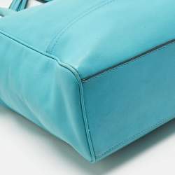 Pre Owned Coach Turquoise Blue Leather North South Legacy Candace Tote