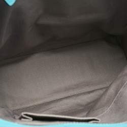 Pre Owned Coach Turquoise Blue Leather North South Legacy Candace Tote