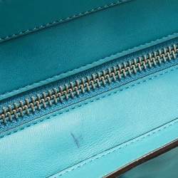 Pre Owned Coach Turquoise Blue Leather North South Legacy Candace Tote