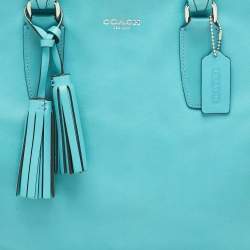 Pre Owned Coach Turquoise Blue Leather North South Legacy Candace Tote