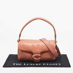 Pre Owned Coach Brown Pink Leather Pillow Tabby Shoulder Bag 26 