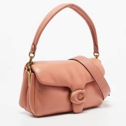 Pre Owned Coach Brown Pink Leather Pillow Tabby Shoulder Bag 26 