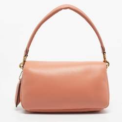 Pre Owned Coach Brown Pink Leather Pillow Tabby Shoulder Bag 26 