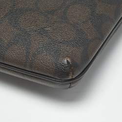 Pre Owned Coach Black/Brown Signature Coated Canvas and Leather Mini Rowan Messenger Bag