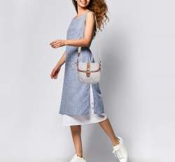 Pre Owned Coach Lavender Logo Jacquard Canvas Soho Swing Crossbody Bag