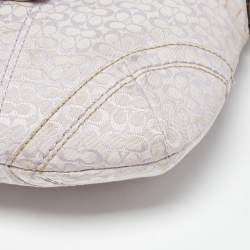 Pre Owned Coach Lavender Logo Jacquard Canvas Soho Swing Crossbody Bag