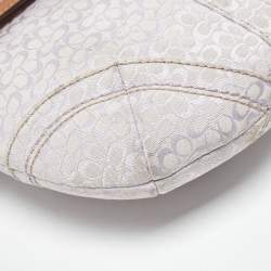 Pre Owned Coach Lavender Logo Jacquard Canvas Soho Swing Crossbody Bag