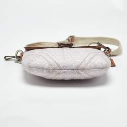 Pre Owned Coach Lavender Logo Jacquard Canvas Soho Swing Crossbody Bag