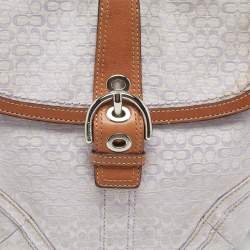 Pre Owned Coach Lavender Logo Jacquard Canvas Soho Swing Crossbody Bag