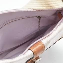 Pre Owned Coach Lavender Logo Jacquard Canvas Soho Swing Crossbody Bag