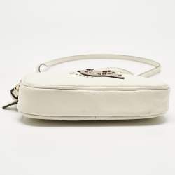 Pre Owned Coach White Leather Bird Patched Jamie Camera Crossbody Bag