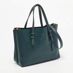 Pre Owned Coach Dark Green Leather Mollie 25 Tote
