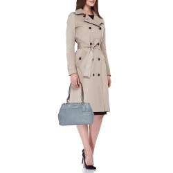 Pre Owned Coach Light Blue Signature Leather Mini Brooke Carryall Satchel