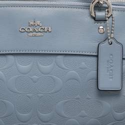 Pre Owned Coach Light Blue Signature Leather Mini Brooke Carryall Satchel