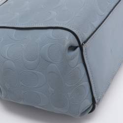 Pre Owned Coach Light Blue Signature Leather Mini Brooke Carryall Satchel