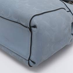 Pre Owned Coach Light Blue Signature Leather Mini Brooke Carryall Satchel