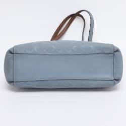 Pre Owned Coach Light Blue Signature Leather Mini Brooke Carryall Satchel