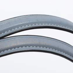 Pre Owned Coach Light Blue Signature Leather Mini Brooke Carryall Satchel