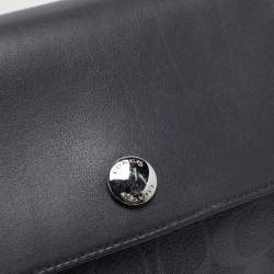 Pre Owned Coach Navy Blue Signature Coated Canvas and Leather Reversible Flap Crossbody Bag