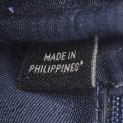 Pre Owned Coach Navy Blue Signature Coated Canvas and Leather Reversible Flap Crossbody Bag