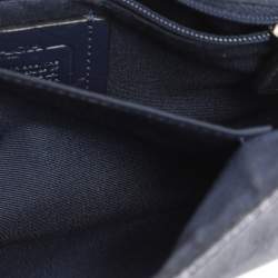 Pre Owned Coach Navy Blue Signature Coated Canvas and Leather Reversible Flap Crossbody Bag