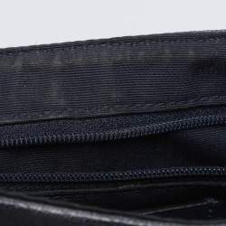 Pre Owned Coach Navy Blue Signature Coated Canvas and Leather Reversible Flap Crossbody Bag