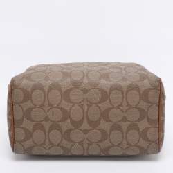 Pre Owned Coach Beige/Brown Signature Coated Canvas and Leather Mini Bennett Satchel