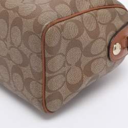 Pre Owned Coach Beige/Brown Signature Coated Canvas and Leather Mini Bennett Satchel