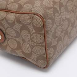 Pre Owned Coach Beige/Brown Signature Coated Canvas and Leather Mini Bennett Satchel