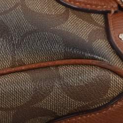 Pre Owned Coach Beige/Brown Signature Coated Canvas and Leather Mini Bennett Satchel