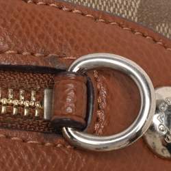 Pre Owned Coach Beige/Brown Signature Coated Canvas and Leather Mini Bennett Satchel