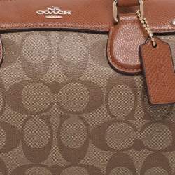 Pre Owned Coach Beige/Brown Signature Coated Canvas and Leather Mini Bennett Satchel