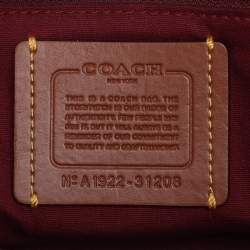 Pre Owned Coach Beige/Brown Signature Coated Canvas and Leather Camera Crossbody Bag