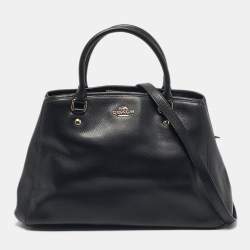 Pre Owned Coach Black Leather Margot Carryall Satchel