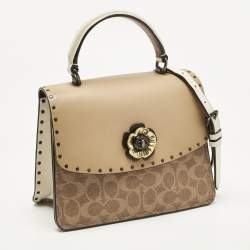 Pre Owned Coach Tricolor Signature Coated Canvas and Leather Parker Top Handle Bag