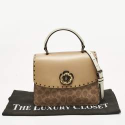 Pre Owned Coach Tricolor Signature Coated Canvas and Leather Parker Top Handle Bag