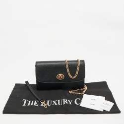 Pre Owned Coach Black Leather Chain Crossbody Bag