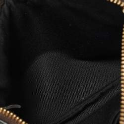 Pre Owned Coach Brown/Black Signature Coated Canvas and Leather Corner Zip Wristlet