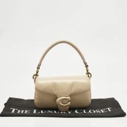 Pre Owned Coach Beige Leather Tabby Pillow 18 Shoulder Bag